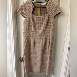 Yellow plaid tweed dress